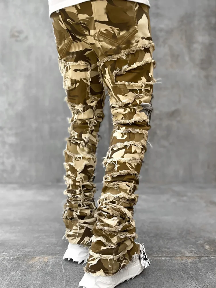 Camouflage Stacked Flare Jeans