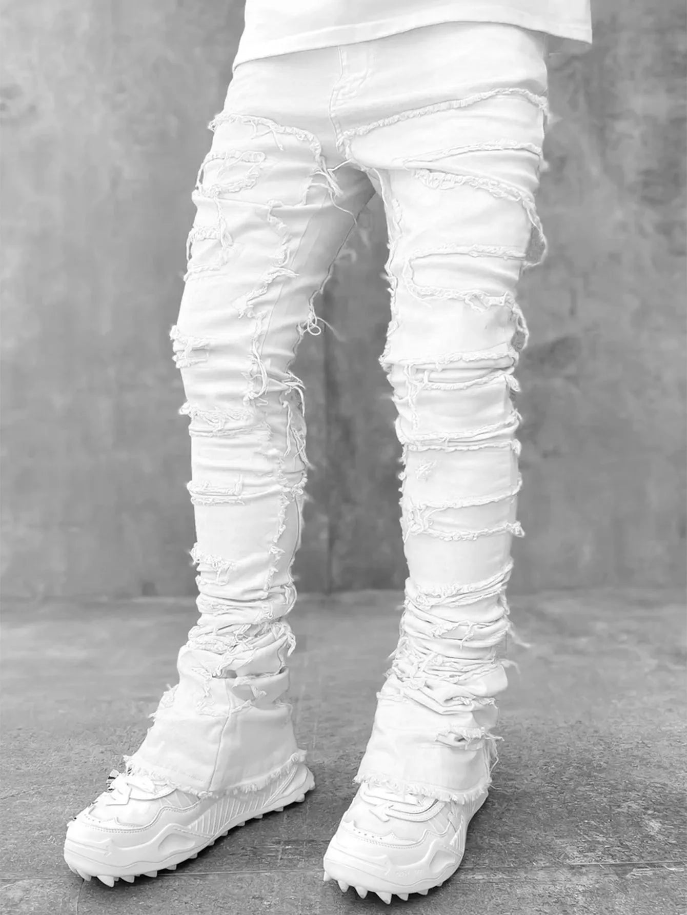 White Stacked Flare Jeans